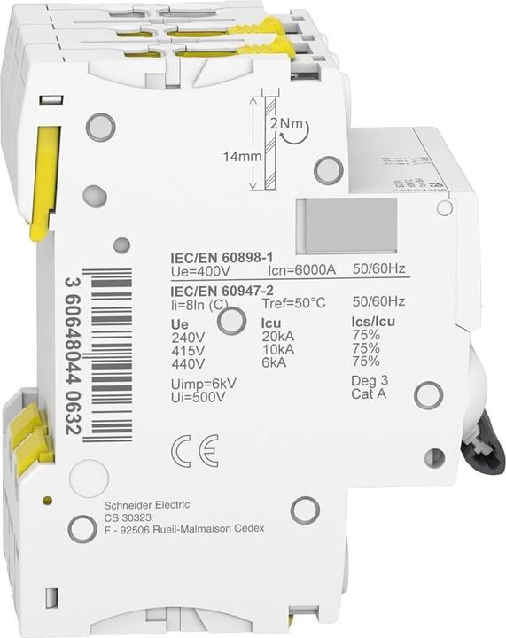 Produktbild Schneider Electric Gegenstromsteckverbinder 3P C 6A 6 kA AC iC60N - A9F04306
