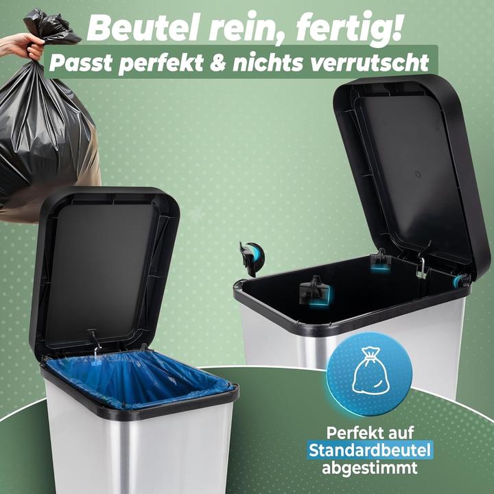 Produktbild Novaliv 3x Grosser Mülleimer mit Deckel - 45L Tretmülleimer - Stabiler Abfalleimer mit Deckel & Fusspe (45 l)