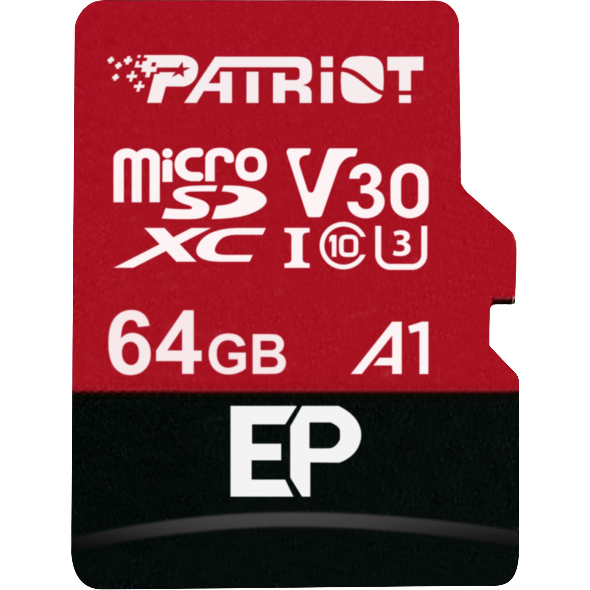 Patriot Ep (64 GB, microSDXC, U3, UHS-I), Speicherkarte, Schwarz, Rot