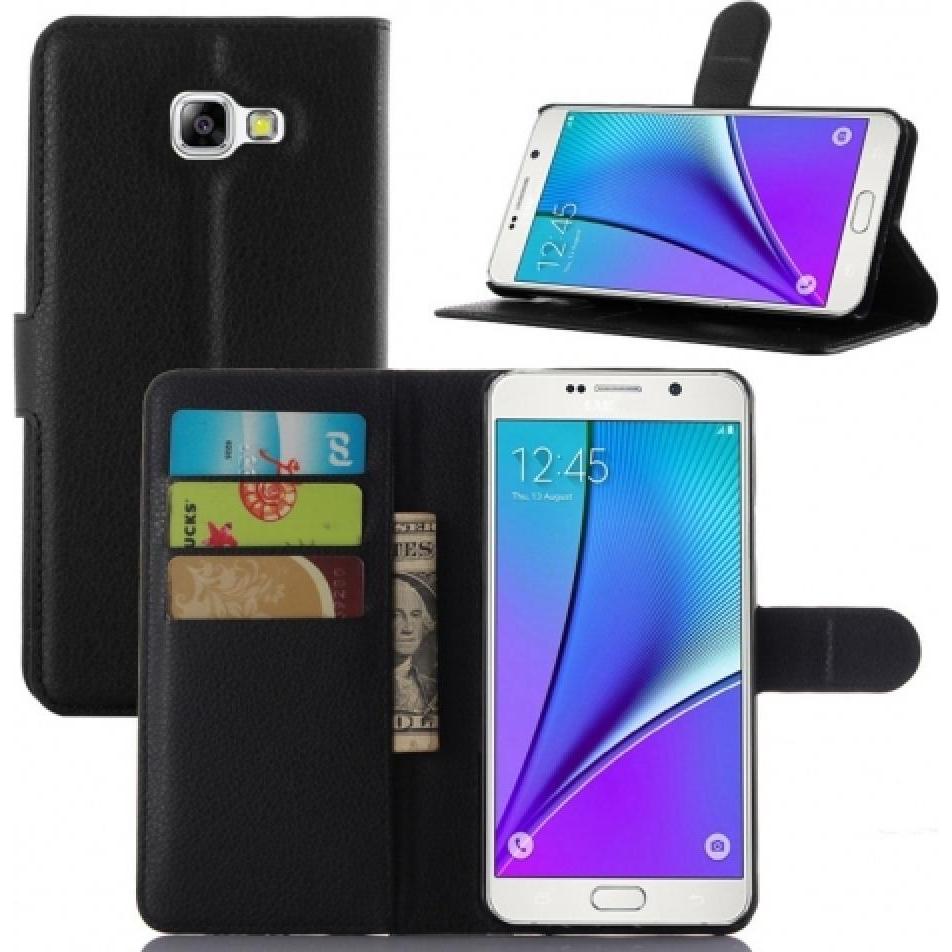 Screenguard Samsung Galaxy C7 Leather Guard Lederhülle (Samsung Galaxy C7), Smartphone Hülle, Schwarz