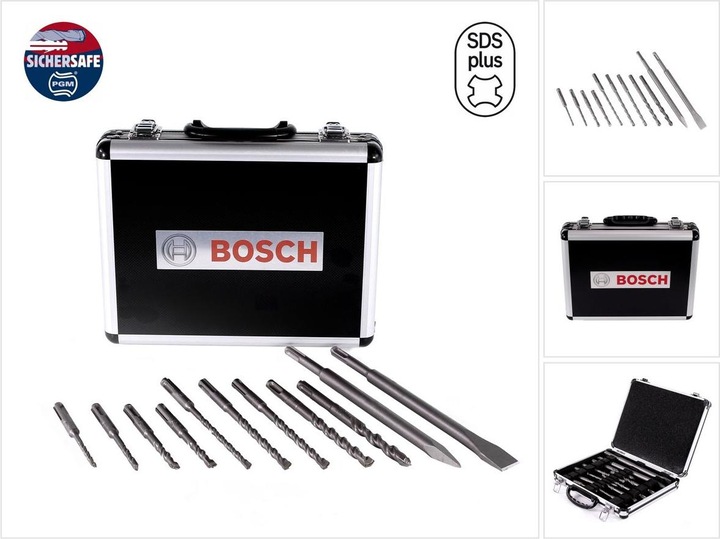 Produktbild Bosch Professional Zubehör 11-tlg. Meissel- und Hammerbohrer-Set SDS plus-3, 5–12 mm (5, 6, 8, 10, 12 mm)