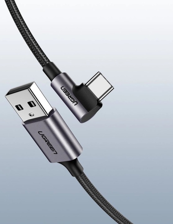 Actual product image Ugreen USB-C angled to USB-A 2.0 A data cable (2 m, USB 2.0)