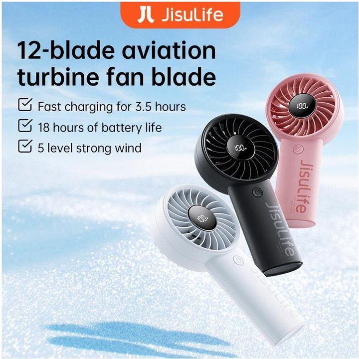 Actual product image Jisulife Mini wentylator Handheld Fan Life4 3600mAh przenośny wiatraczek USB - różowy