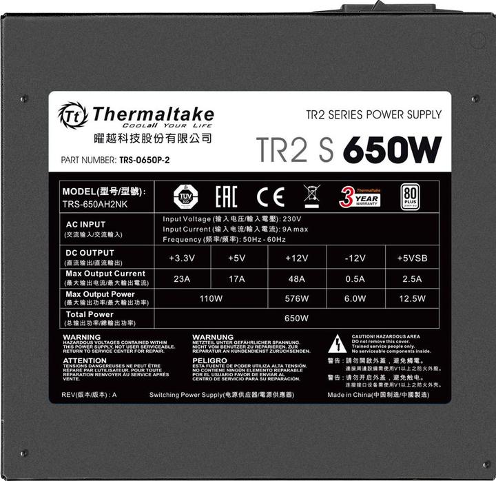 Actual product image Thermaltake Netzteil TR2 S 650W ATX 80+ Black retail (650 W)