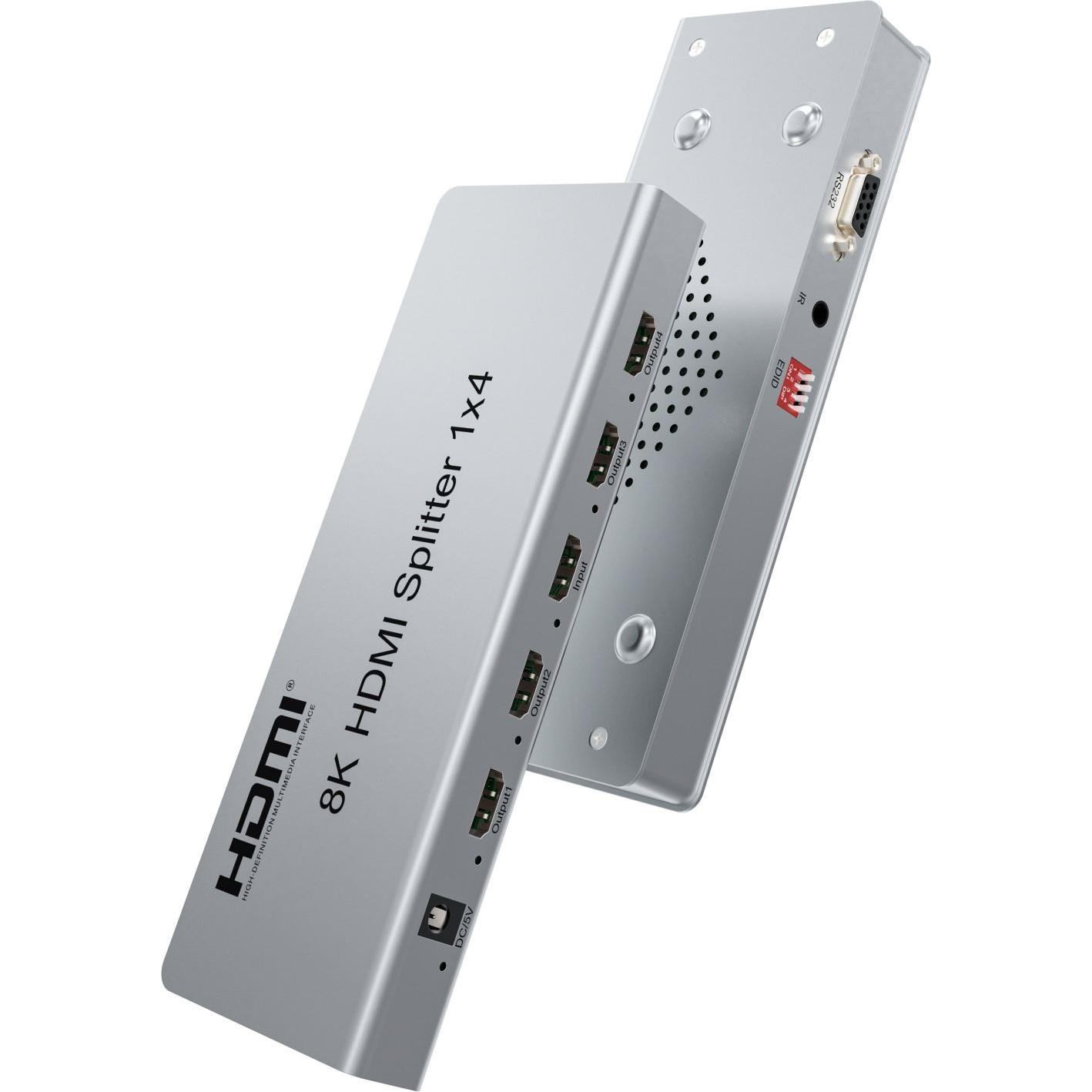 PremiumCord Splitter HDMI 2.1 1-4 porte, 8K@60Hz, 4K@120Hz, 1080p, HDR, Switch box