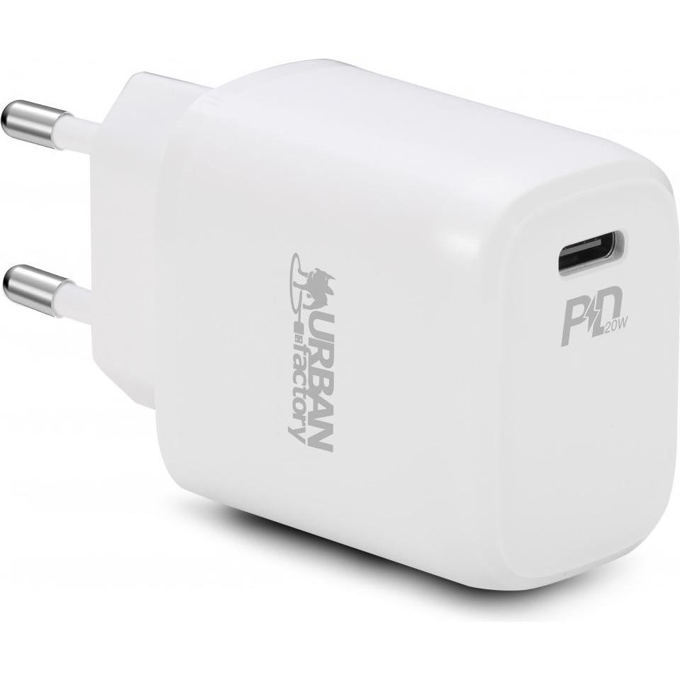 Urban Factory 20W USB-C WALL CHARGER - 1X 3A USB-C - 2 (20 W), USB Ladegerät, Weiss