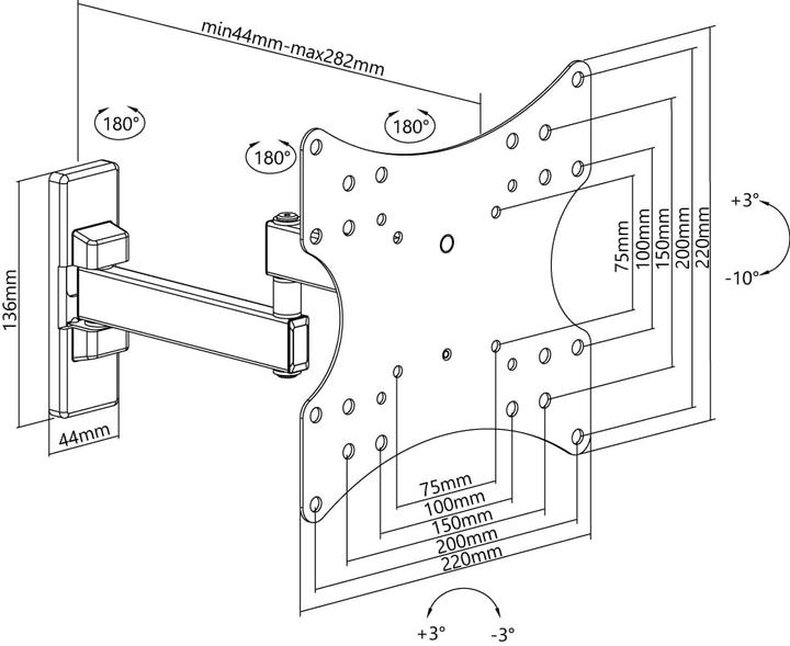Voedingswaarden en ingrediënten Goobay Basic Fullmotion S (Muur, 42", 15 kg)