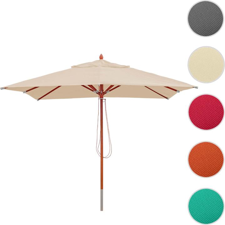 Produktbild Swisshandel24 Gastronomie Holz-Sonnenschirm, Gartenschirm, Polyester/Holz 14kg, eckig 3x3m Seilzug stosssicher - c (3 m)