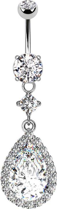 Immagine prodotto Star Piercing Banana d'argento con ciondolo di cristallo e gocce di cristallo (Ottone, Acciaio chirurgico 316L)