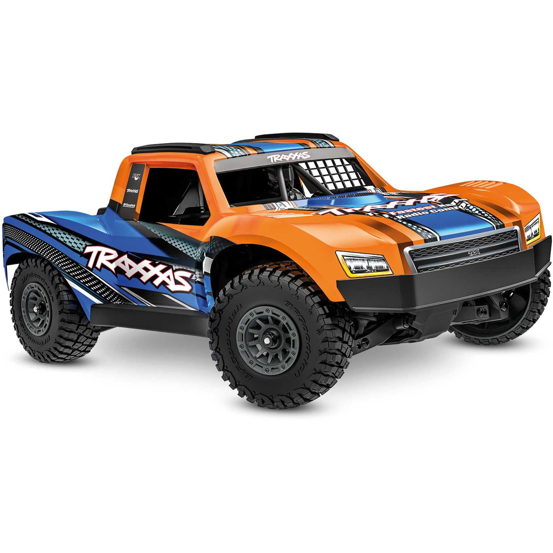 Traxxas MINI-Slash BL-2S 4x4 orange 1/16 Short Course RTR Brushless, HD-Teile, mit 2S Lipo/Lader (RTR pronto all'uso)