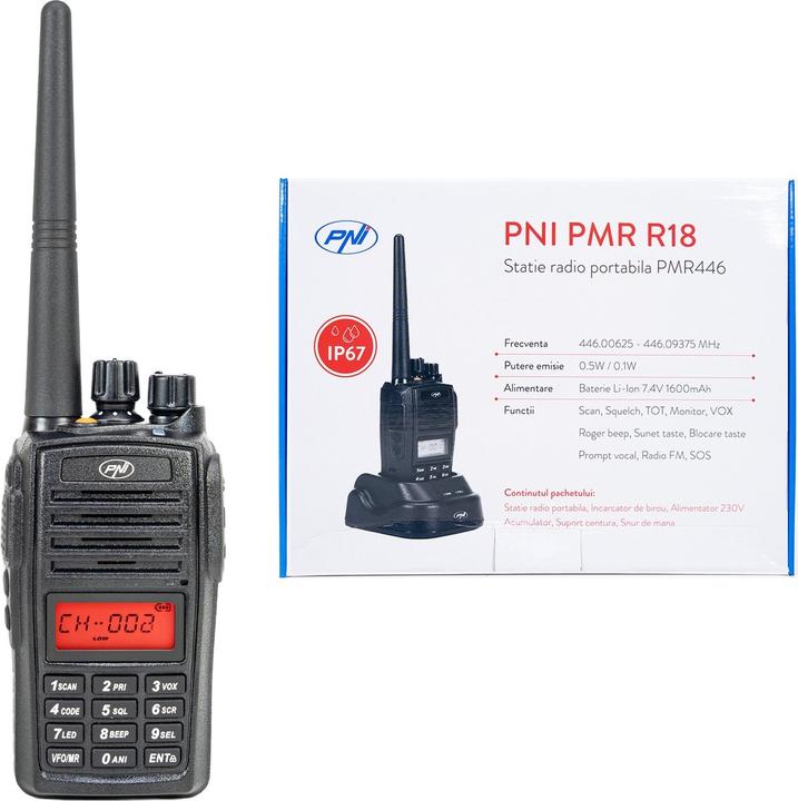 Produktbild PNI PMR R18 - PMR 446 - IP67 stof/waterdicht - Robuust - Walkie talkie - Portofoon (10 km)