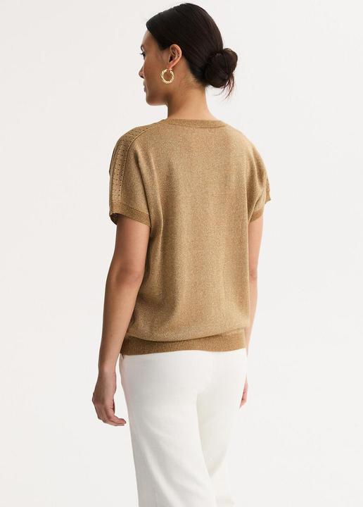 Produktbild Anne Weyburn Pullover mit V-Ausschnitt und kurzen Ärmeln aus irisierender Feinstrickware (M)