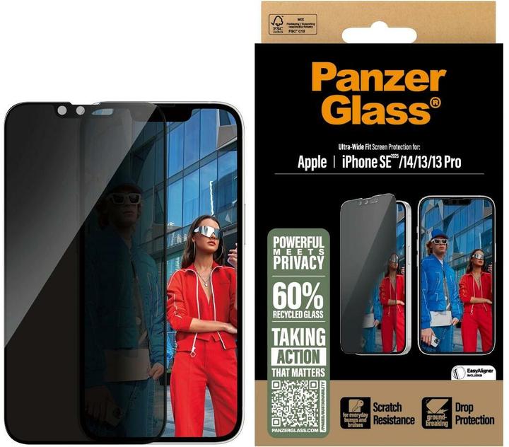 Produktbild PanzerGlass Privacy Screen Protector (1 Stk., Apple iPhone 13, Apple iPhone 13 Pro, Apple iPhone 14, Apple iPhone 16e)