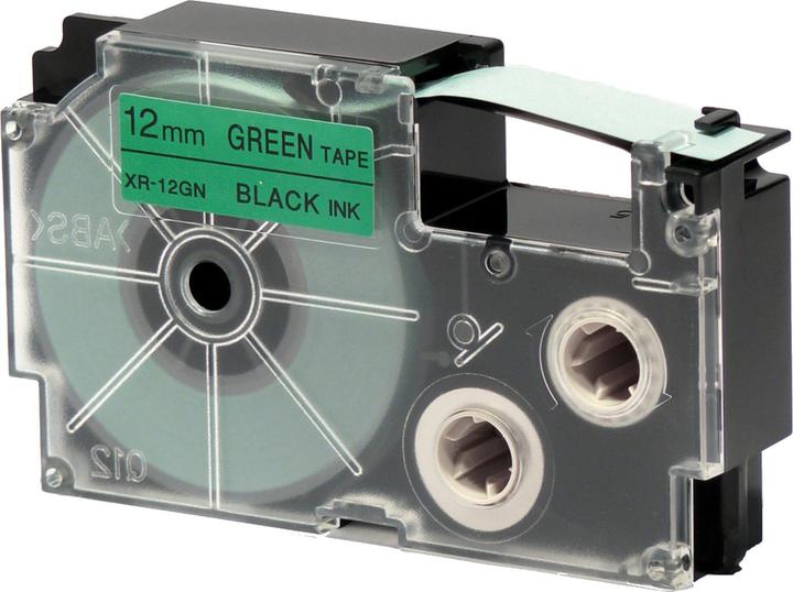 Actual product image Casio XR-12GN1 Colour ribbon 12mm, black/green (1.20 cm, Black, Green)