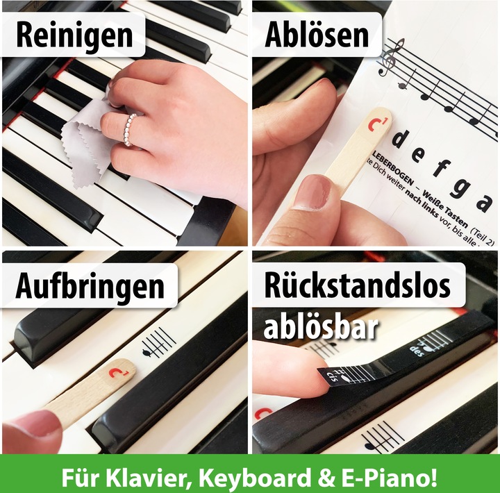 Actual product image Noten Aufkleber für Klavier & Keyboard (German, artist ahead, 2023)