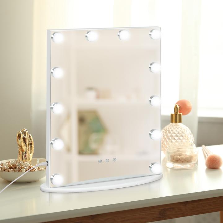 Actual product image Homcom Make-up mirror with 12 LED lights (51 x 41.5 x 13.5 cm)