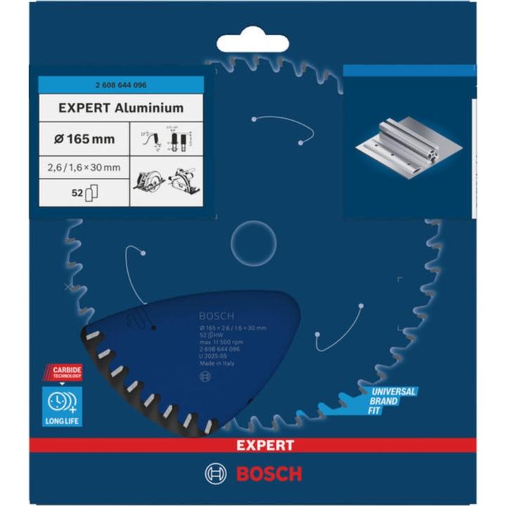 Immagine prodotto Bosch Professional Zubehör Lama circolare Expert per alluminio, 165 x 30 x 2,6 mm, 52