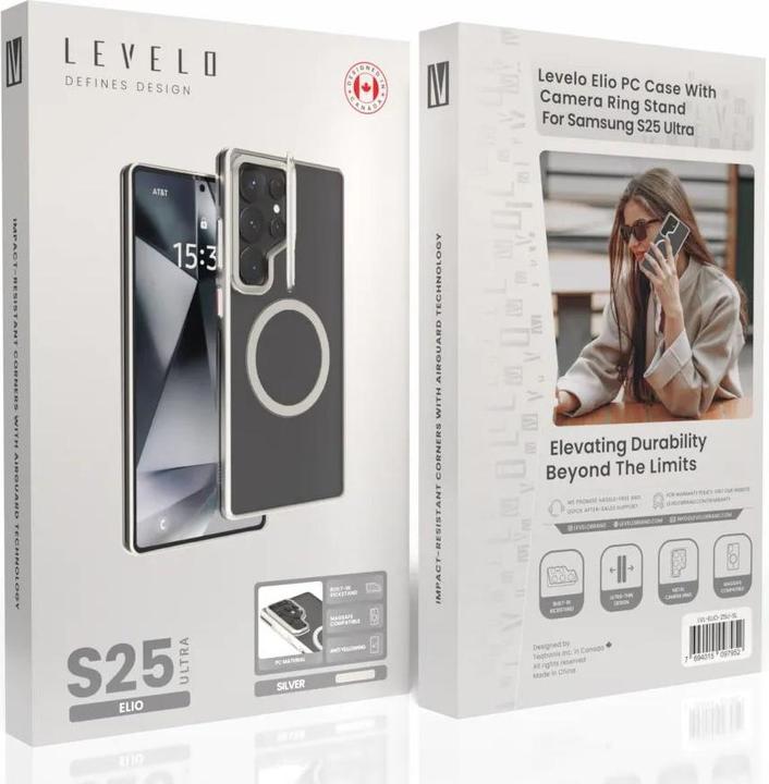 Actual product image Levelo Elio Case For Samsung S25 Ultra - Silver (Samsung Galaxy S25 Ultra)