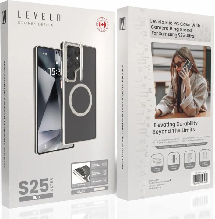 Produktbild Levelo Elio Case For Samsung S25 Ultra - Silver (Samsung Galaxy S25 Ultra)