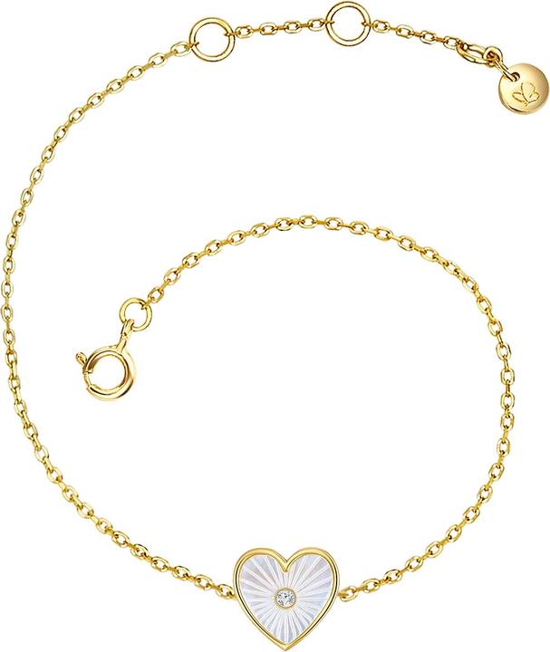 Immagine prodotto Glanzstücke München Cuore da donna in argento Sterling Cubic Zirconia Madreperla Oro Giallo - 28997 (15 cm, Argento)