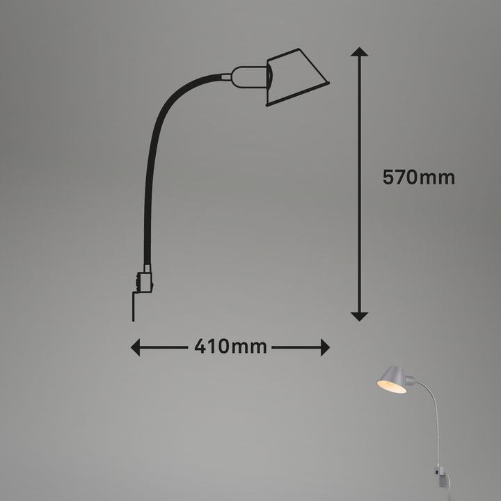 Actual product image Briloner Bed lamp, chrome matt, excl. 1xE27/max. 10W (E27)