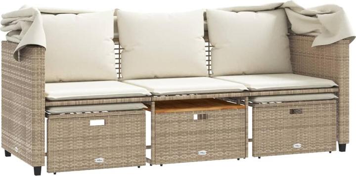 Produktbild vidaXL Outdoor-Sofa 3-Sitzer mit Dach und Hockern