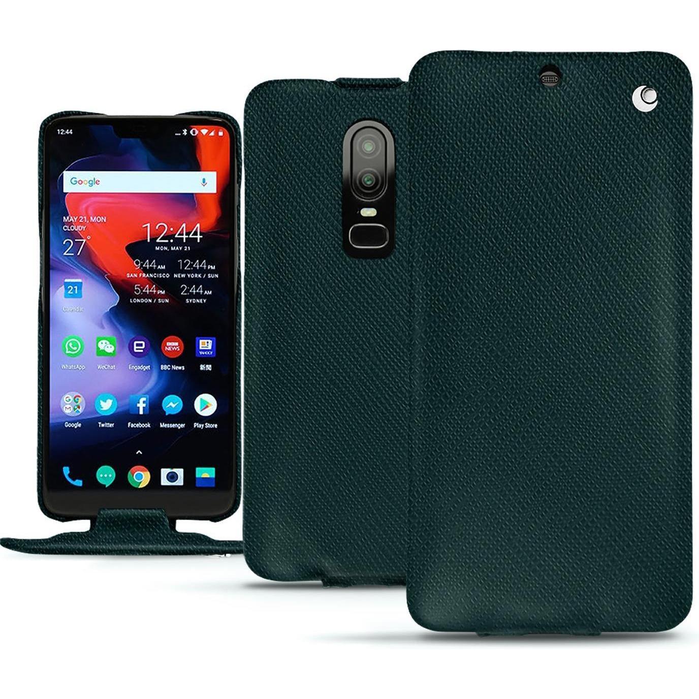 Noreve Lederschutzhülle vertikal (OnePlus 6), Smartphone Hülle, Grün