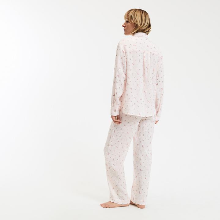 Produktbild La Redoute Collections Pyjama aus bedruckter Baumwollgaze (L)