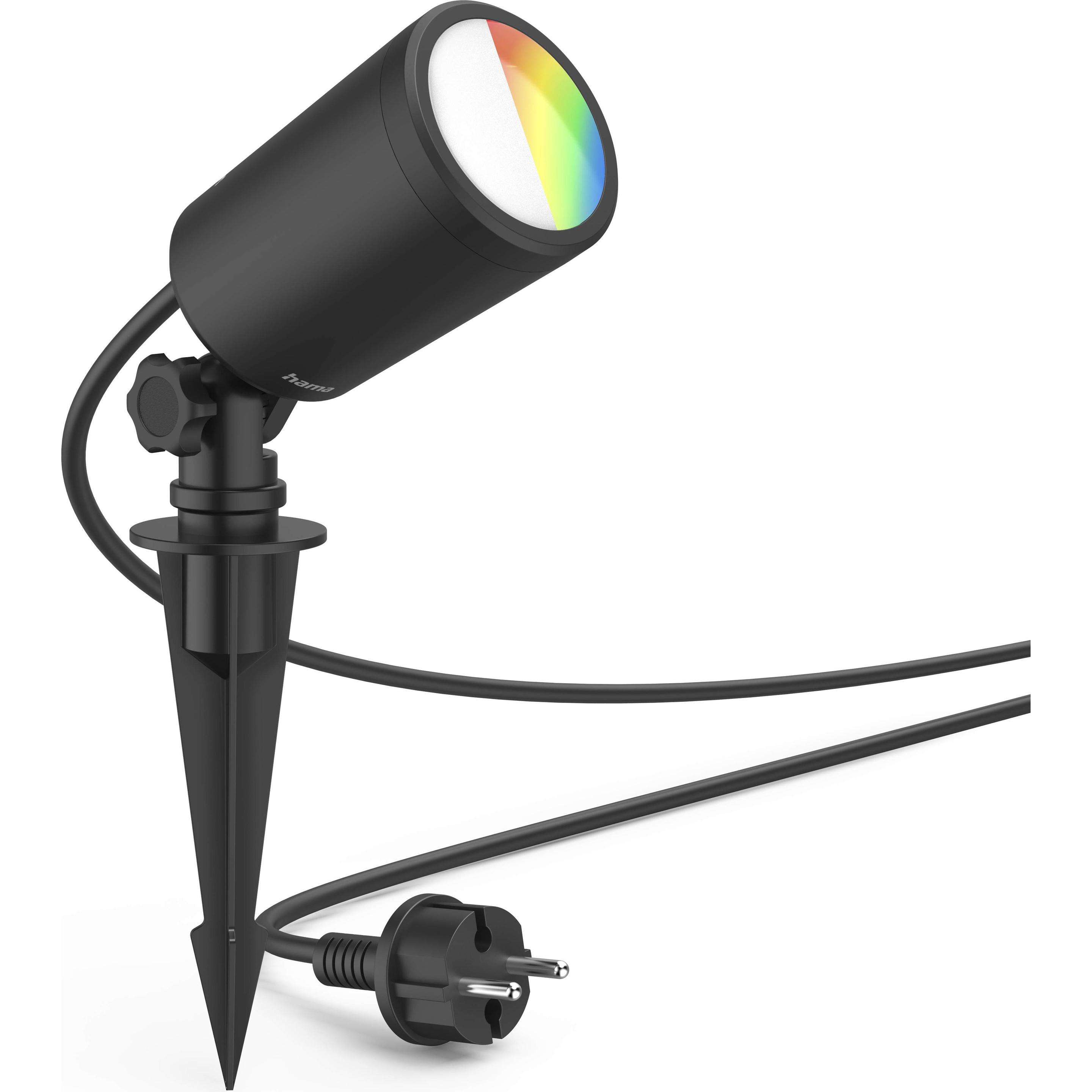 Hama, Gartenbeleuchtung, WLAN-Gartenleuchte inkl. Erdspiess, wasserdicht, farbig, dimmbar (450 lm, IP65)
