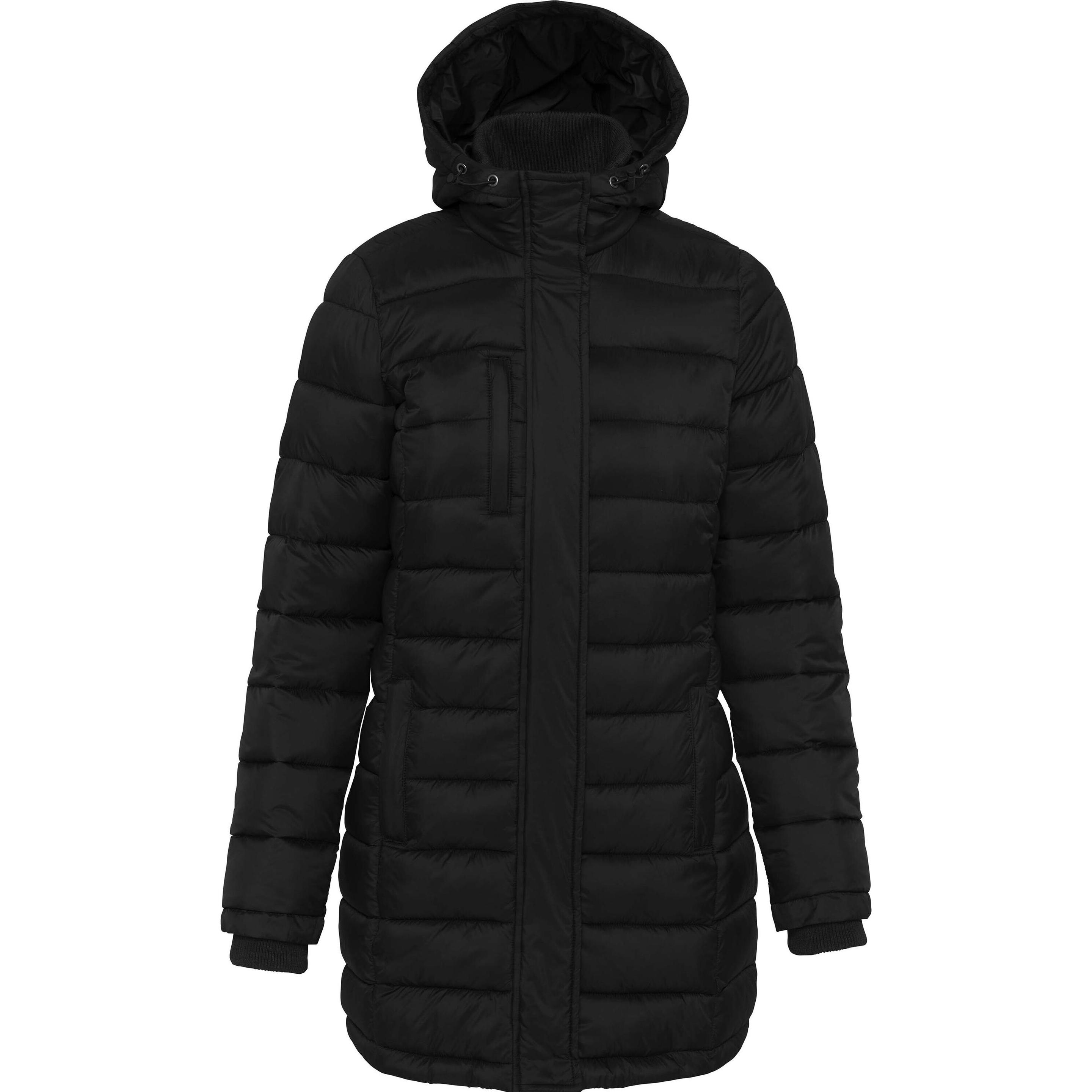 Kariban, Damen, Jacke, Leichte Damen-Parka mit Kapuze (XL), Schwarz, XL