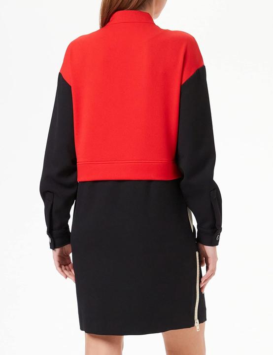 Actual product image Love Moschino Long-Sleeved Comfort Fit Dress with Contrast Inserts, Side Zippers, and Knit Heart Patch (46)