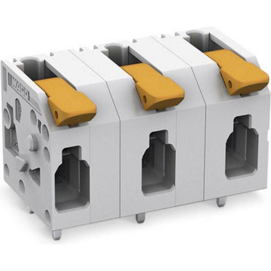 Wago Leiterplattenklemme mit Hebel, Elektronikkabel + Stecker, Grau