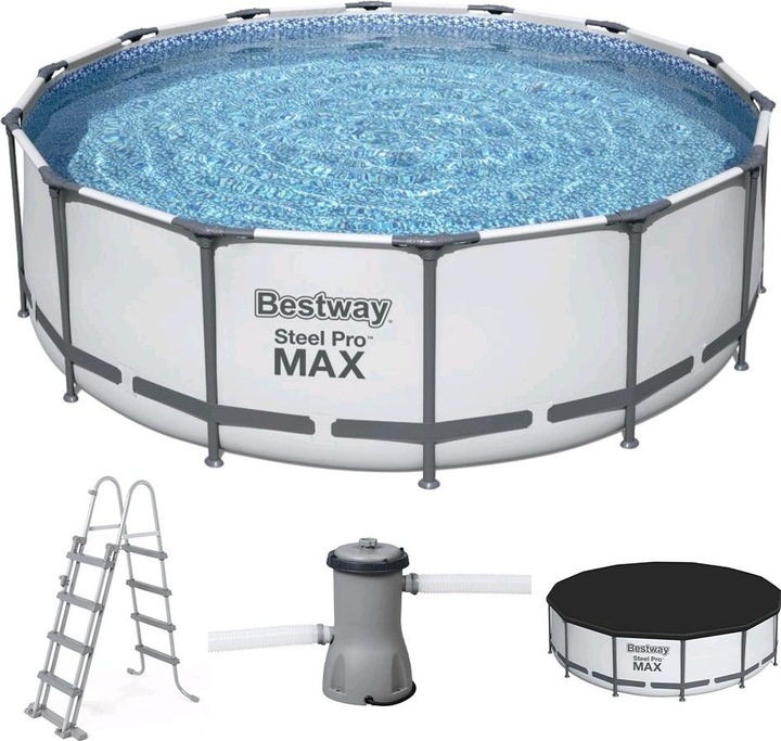 Produktbild Bestway Steel Pro MAX Frame Pool KomplettSet mit Filterpumpe Ø 427 x 122 cmRund (Ø 427 x 122 cm)
