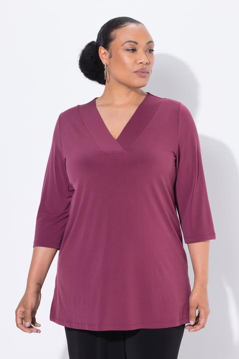 Produktbild Ulla Popken Longshirt, A-Linie, V-Ausschnitt, 3/4-Ärmel (56)