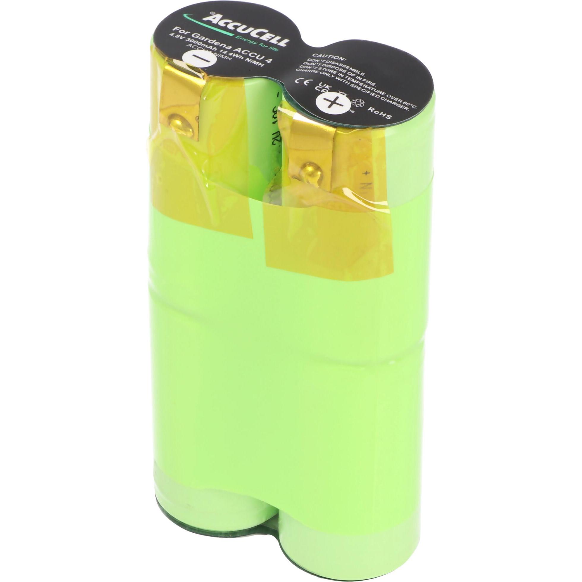 XCell, Werkzeugakku + Ladegerät, Gardena ACCU4 Akku passend für Gardena 4,8 Volt, 6,3 und 4,8mm Kontakte, NiMH Akku 3000...