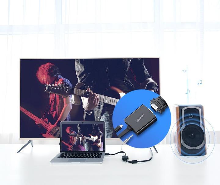 Image du produit Ugreen Adaptateur HDMI vers VGA Convertisseur avec support audio 1080P (HDMI, 16 cm)