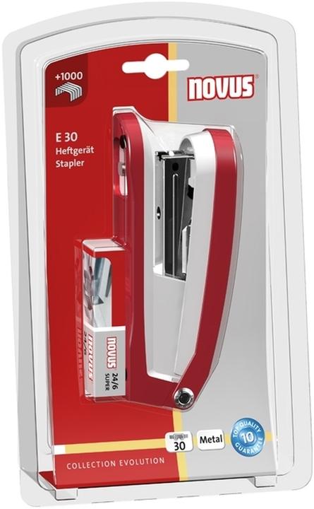 Produktbild Novus Heftgerät E30 rot/grau Blister (30 Blätter)