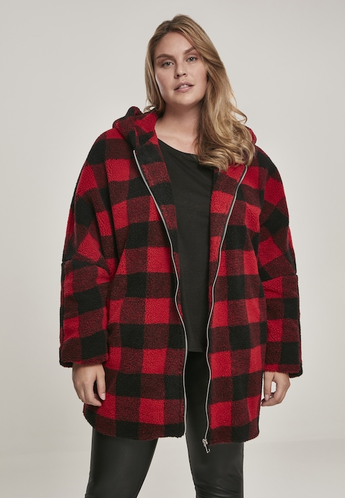 Image du produit Urban Classics Veste de sherpa à carreaux oversize à capuche pour dames (5XL)