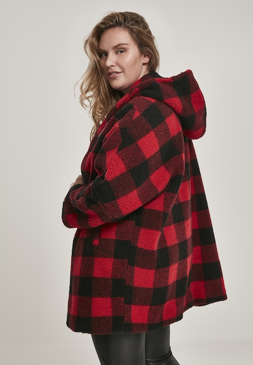 Image du produit Urban Classics Veste de sherpa à carreaux oversize à capuche pour dames (5XL)