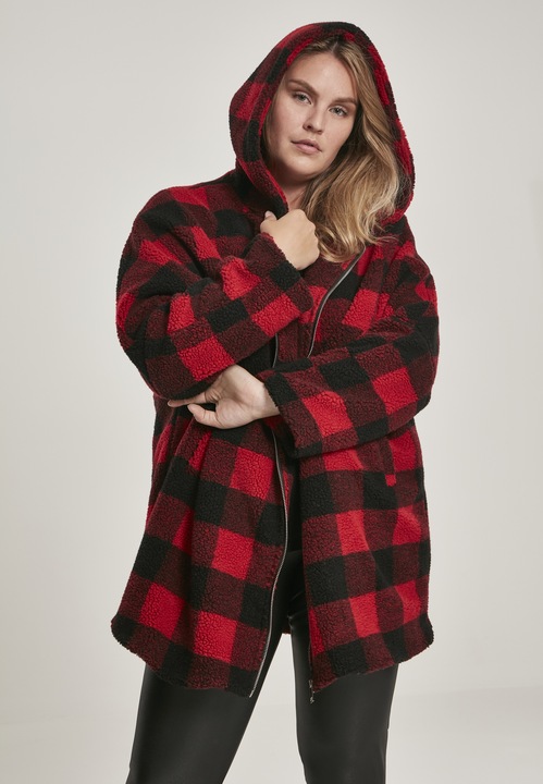 Image du produit Urban Classics Veste de sherpa à carreaux oversize à capuche pour dames (5XL)