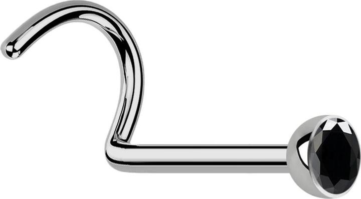Immagine prodotto Star Piercing Perno nasale curvo in argento con cristallo nero (senza ottone, Titanio)