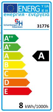 Energie-Label Scharnberger+Hasenbein 31776 LED Reflektorform PAR20 64x62mm,G (GU10, 8 W, 470 lm, 1 x, G)