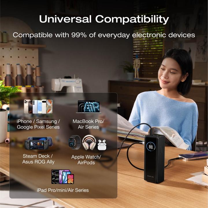 Produktbild EcoFlow RAPID Powerbank black 25.000mAh (14500 mAh, 170 W, 92.50 Wh)