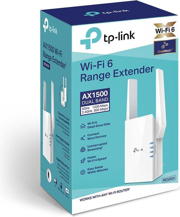 Produktbild TP-Link RE505X Wi-Fi 6 WLAN Repeater AX1500 (1200 Mbit/s, 300 Mbit/s)