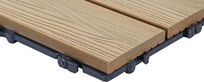 Productafbeelding Swisshandel24 WPC vloertegel, houtlook balkon/terras, 3D structuur lineair 11x elk 30x30cm = 1m², reliëf-bruin (11x, 30 x 30 cm)