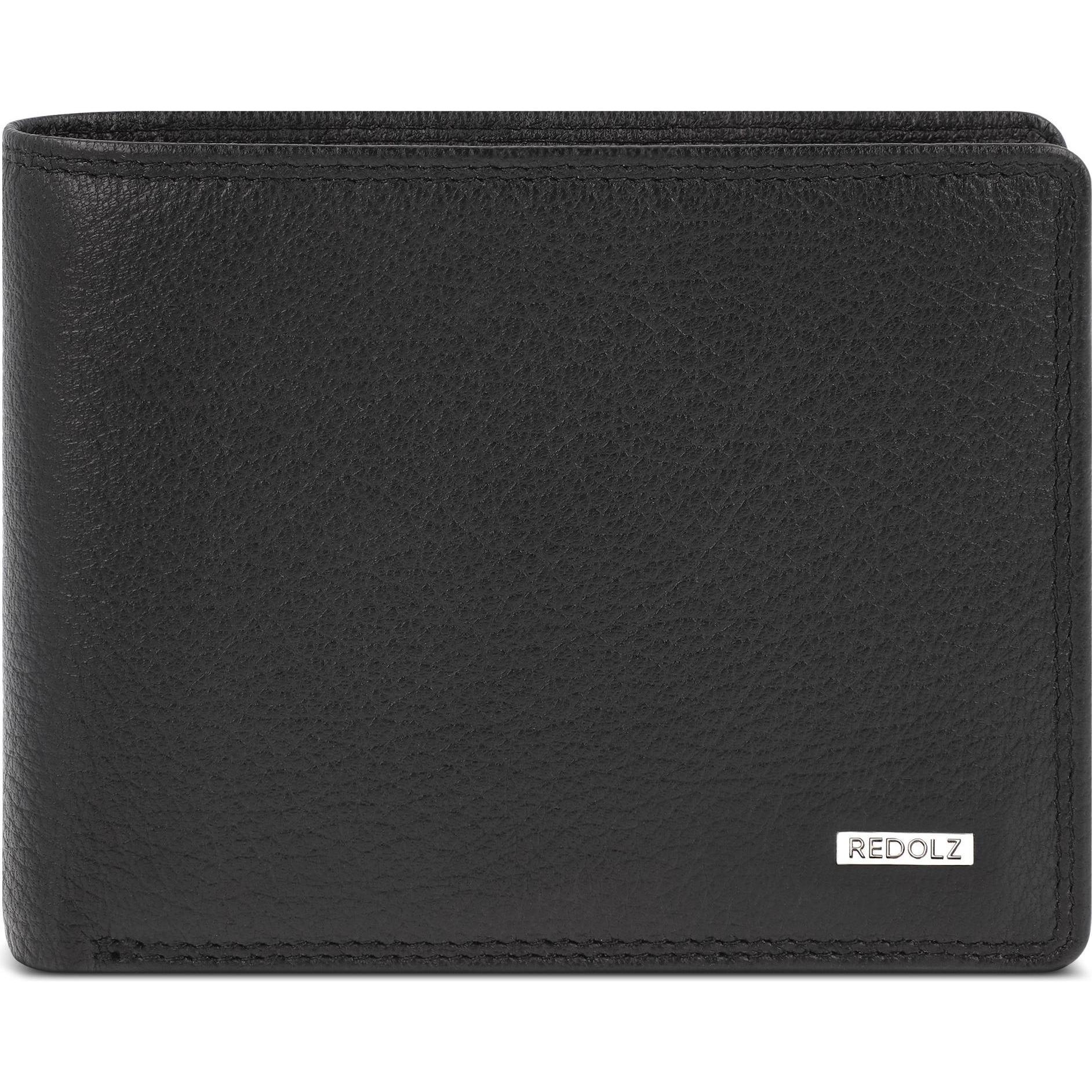 Redolz, Herren, Portemonnaie, Leather Essentials Geldbörse RFID Schutz Leder 12 cm, Schwarz