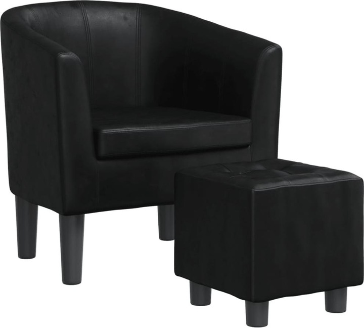 Actual product image VidaXL Clubsessel mit Fusshocker Schwarz Kunstleder,Farbe