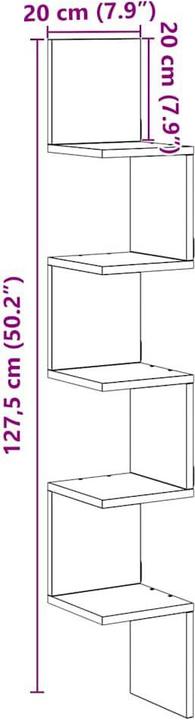 Produktbild VidaXL Wand-Eckregal Artisan-Eiche 20x20x127,5 cm Holzwerkstoff