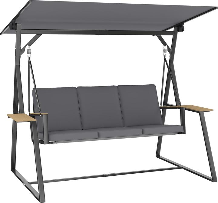 Outsunny Gartenschaukel Metall, Polyester Grau