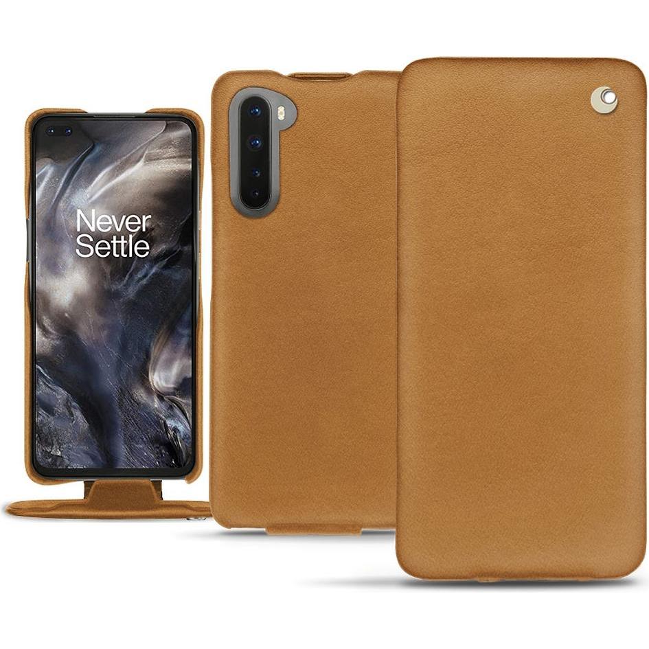 Noreve Lederschutzhülle vertikal (OnePlus Nord), Smartphone Hülle, Braun